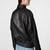 Women's  black lambskin leather jacket-2 envelope pocket & waist ribb belt style