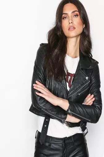 women's black premium lambskin leather jacket asymmetrical zip closure genuine