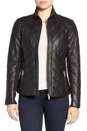 women's black premium lambskin leather jacket premium quilted design premium