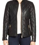 women's black premium lambskin leather jacket premium quilted design premium
