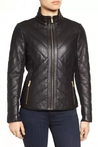 women's black premium lambskin leather jacket premium quilted design premium