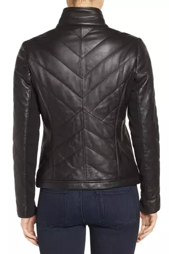 women's black premium lambskin leather jacket premium quilted design premium