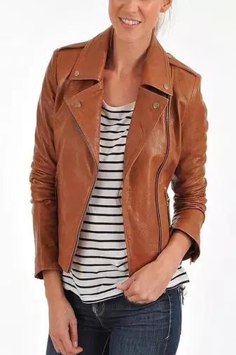 women's brown lambskin leather jacket classic zip up style superior