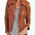 Women's  brown  lambskin leather jacket-cross zipper & crunchy  style