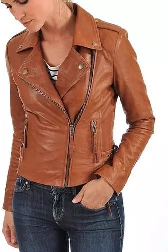 women's brown lambskin leather jacket classic zip up style superior