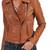 Women's  brown  lambskin leather jacket-cross zipper & crunchy  style