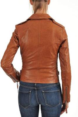 women's brown lambskin leather jacket classic zip up style superior 3