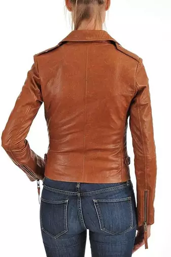 women's brown lambskin leather jacket classic zip up style superior