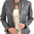 Women's  copper gray   lambskin leather jacket-straight zipper & café racer style