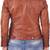 Women's  brown  lambskin leather jacket-cross zipper & crunchy  style
