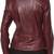 Women's  burgundy  lambskin leather jacket-cross zipper & quilted shoulder style
