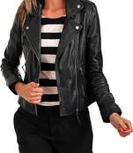 women's black premium lambskin leather jacket asymmetrical zip closure superior