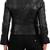 Women's  black lambskin leather jacket-asymmetric zipper & button detail style