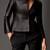 Women's  black lambskin leather jacket-blazer style