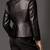 Women's  black lambskin leather jacket-blazer style
