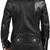 Women's  black lambskin leather jacket-asymmetric zipper & waist belt style
