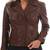 Women's  brown lambskin leather jack et-staright zipper & backbelt style