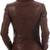 Women's  brown lambskin leather jack et-staright zipper & backbelt style