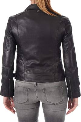women's black lambskin leather jacket classic zip up style top grade 3