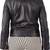 Women's  black lambskin leather jacket-asymmetric zipper & waist belt style
