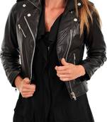 women's black lambskin leather jacket classic zip up style fine