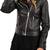 Women's  black lambskin leather jack et- silver-zippered pockets style