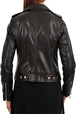 women's black lambskin leather jacket classic zip up style fine 3