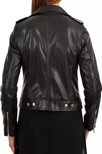 women's black lambskin leather jacket classic zip up style fine