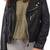 Women's  black lambskin leather jack et- silver-zippered pockets style