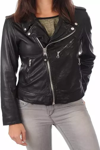 women's black lambskin leather jacket classic zip up style pro