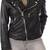 Women's  black lambskin leather jack et- silver-zippered pockets style