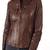 Women's  brown lambskin leather jack et-asymmetric zipper &café racer style