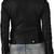 Women's  black lambskin leather jacket-asymmetric zipper & waist belt style