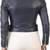 Women's navy blue  lambskin leather jacket- zipeer & button detail  style