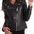 Women's black shorts lambskin leather jacket-asymmetric zipper & waist belt style