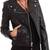 Women's black shorts lambskin leather jacket-asymmetric zipper & waist belt style