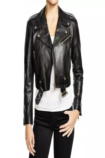 women's black premium lambskin leather jacket asymmetrical zip closure versatile