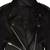 Women's  black lambskin leather jacket-asymmetric zipper & waist belt style