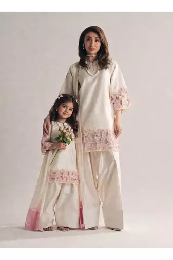 Off white embroidery crep farshi salwar