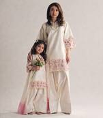 Off white embroidery crep farshi salwar