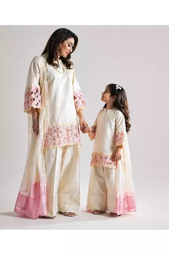 Off white embroidery crep farshi salwar