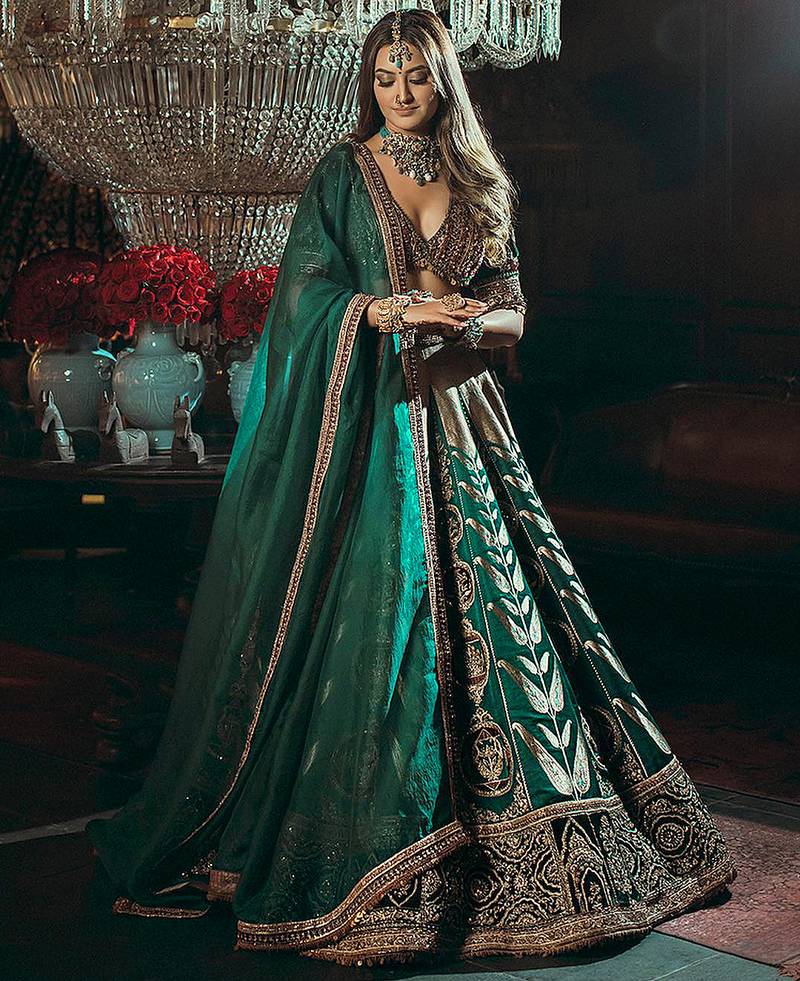 Crepe Silk Heavy Embroidery Sequence work Bridal Lehenga Choli with Dupatta For Women