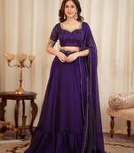 Purple Art Silk Embroidery Sequence work Lehenga Choli with Dupatta For Women