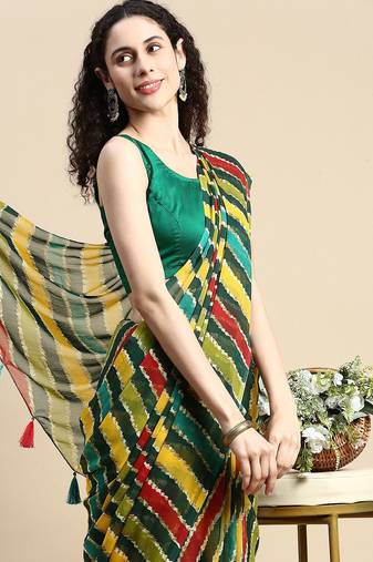 Leheriya poly chiffon leheriya saree