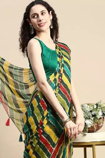 Leheriya poly chiffon leheriya saree