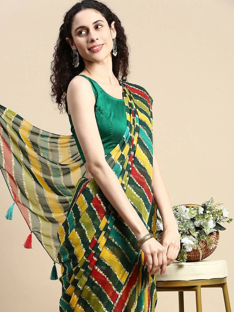 Leheriya poly chiffon leheriya saree