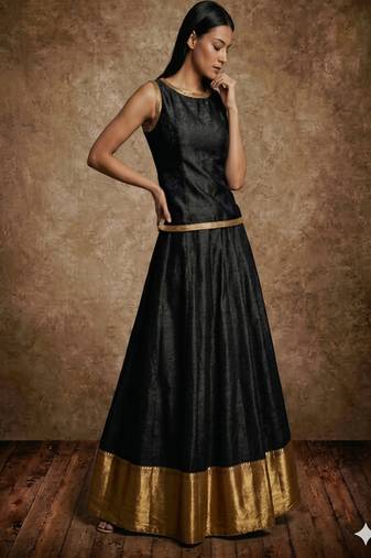 Black Silk Lehenga Set