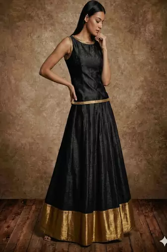 Black Silk Lehenga Set