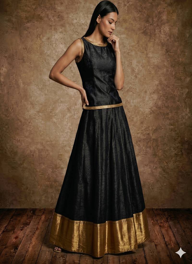 Black Silk Lehenga Set