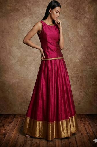 Hot pink Silk Lehenga Set